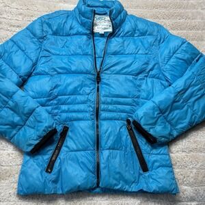 Justice Girls Full Zip Lightweight Blue Puffer Coat Size 10